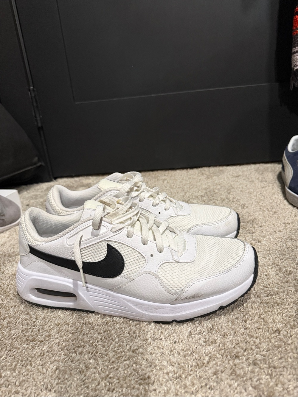 Nike Men's White Sneakers with Black Swoosh